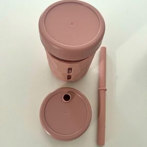 Glass Cup With Lid & Straw (toddler)-Pink